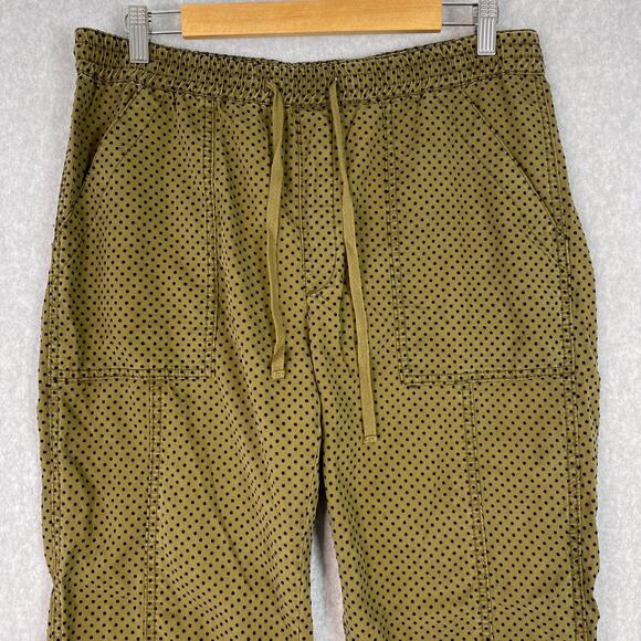 Anthropologie Green Polka Dot Flocked High Waisted Joggers Size Medium - Picture 3 of 11